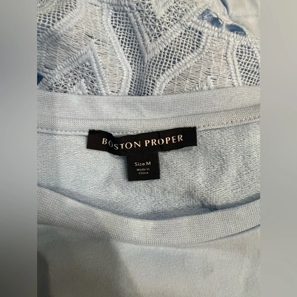 BOSTON PROPER Embellished Lace Sleeve Sweatshirt MEDIUM - Picture 8 of 9